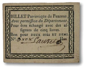 Billet de confiance - Pezenas (Herault) - 2 sols et demi Billet de confiance - Pezenas (Herault) - 2 sols et demi