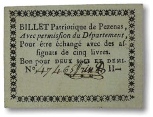 Billet de confiance - Pezenas (Herault) - 2 sols et demi Billet de confiance - Pezenas (Herault) - 2 sols et demi