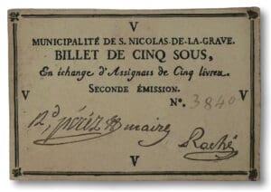 Billet de confiance - Nicolas de la Grave (Haute-Garonne) - 5 livres Billet de confiance - Nicolas de la Grave (Haute-Garonne) - 5 livres