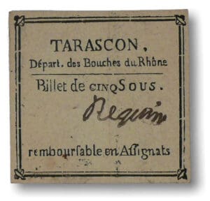 Billet de confiance - Tarascon (Bouches-du-Rhône) - 5 sous Billet de confiance - Tarascon (Bouches-du-Rhône) - 5 sous