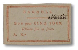 Billet de confiance - Bagnols (Gard) - bon pour 5 sous