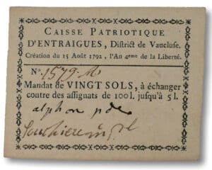 Billet de confiance - Entraigues (Bouches-du-Rhône) - 20 sols