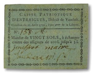 Billet de confiance - Entraigues (Bouches-du-Rhône) - 20 sols