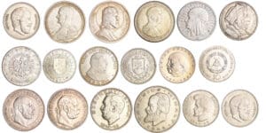 Lot de 18 monnaies en argent Slovaquie, Hongrie, RDA, Pologne