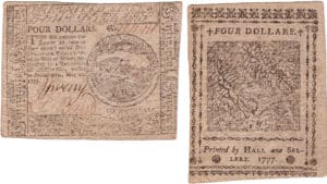 Etats-Unis - Bank Note - Continental congress - Eighth issue, May 20th 1777 - 4 dollars