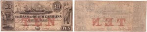 Etats-Unis - Bank Note - Obsolete currency - South Carolina (Charleston), Bank State of South Carolina - 10 dollars 1856