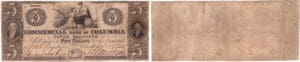 Etats-Unis - Bank Note - Obsolete currency - South Carolina (Columbia), Commercial bank - 5 dollars October 4th 1853