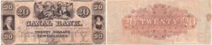 Etats-Unis - Bank Note - Obsolete currency - Louisiana (New Orleans), Canal bank - 20 dollars 18-- série A