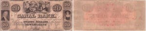 Etats-Unis - Bank Note - Obsolete currency - Louisiana (New Orleans), Canal bank - 20 dollars 18-- série C