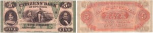 Etats-Unis - Bank Note - Obsolete currency - Louisiana (New Orleans), Citizens' bank - 5 dollars 18-- série D