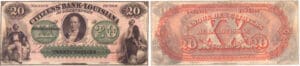 Etats-Unis - Bank Note - Obsolete currency - Louisiana (New Orleans), Citizens' bank - 20 dollars 18-- série B