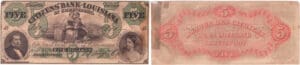 Etats-Unis - Bank Note - Obsolete currency - Louisiana (Shreveport), Citizens' bank - 5 dollars August 23th 1860