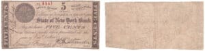 Etats-Unis - Bank Note - Obsolete currency - New York (Kingston Village), State of New York Bank - 5 cents September 19th 1862 Etats-Unis - Bank Note - Obsolete currency - New York (Kingston Village), State of New York Bank - 5 cents September 19th 1862
