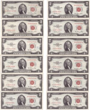 Etats-Unis - Bank Note - United States Notes - 2 dollars serie 1953 (lot de 12 billets)