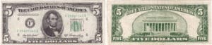 Etats-Unis - Bank Note - Federal Reserve Notes - 5 dollars serie 1950 A
