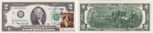 Etats-Unis - Bank Note - United States Notes - 2 dollars serie 1976 avec timbre premier jour July 4th 1977