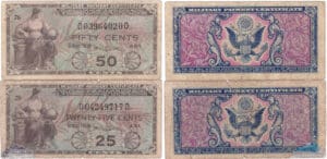 Etats-Unis - Bank Note - Military payment certificates - 25 cents, 50 cents serie 481 (lot de 2 billets) Etats-Unis - Bank Note - Military payment certificates - 25 cents, 50 cents serie 481 (lot de 2 billets)
