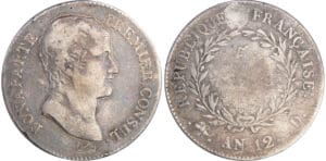 Bonaparte premier consul (1799-1804) - 5 francs An 12 D (Lyon) Bonaparte premier consul (1799-1804) - 5 francs An 12 D (Lyon)