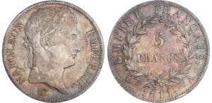 Napoléon 1er (1804-1814) - 5 francs revers empire 1811 A (Paris) Napoléon 1er (1804-1814) - 5 francs revers empire 1811 A (Paris)