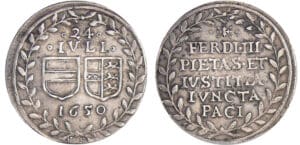 Allemagne - Haus Habsburg - Ferdinand III (1627-1637) - Jeton en argent 1650 St. Veit. Allemagne - Haus Habsburg - Ferdinand III (1627-1637) - Jeton en argent 1650 St. Veit.