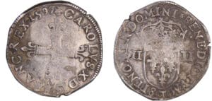 Charles X (1589-1590) - Quart d'écu - 1597 T (Nantes) Charles X (1589-1590) - Quart d'écu - 1597 T (Nantes)