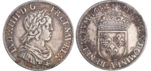 Louis XIV (1643-1715) - ¼ écu à la mèche courte - 1644 A (Paris) (rose)
