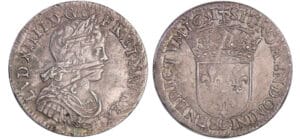 Louis XIV (1643-1715) - ¼ d’écu à la mèche longue - 1651 9 (Rennes) Louis XIV (1643-1715) - ¼ d’écu à la mèche longue - 1651 9 (Rennes)