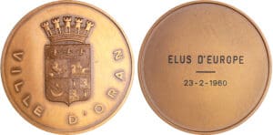 Algérie - Médaille ville d'Oran - Elus d'europe 23-2-1960