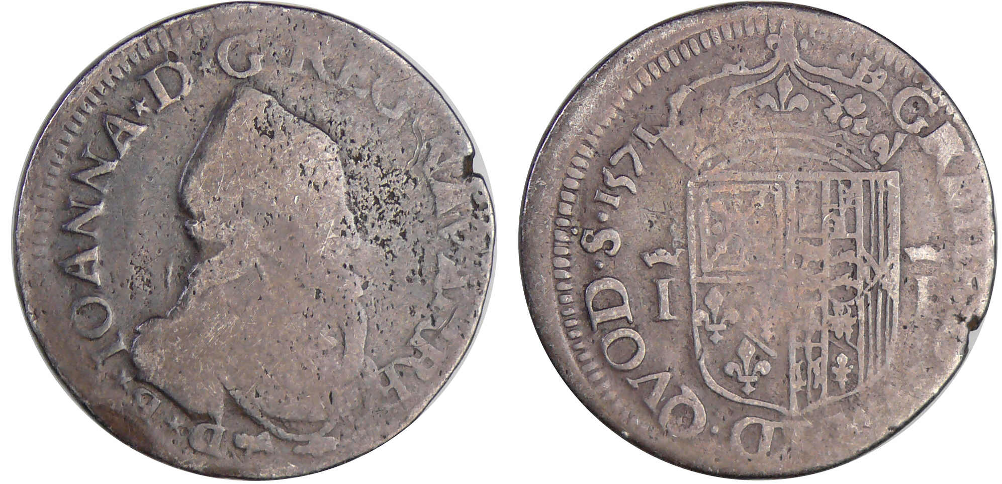 Navarre - Jeanne d'Albret - Teston 1571 (Pau) Navarre - Jeanne d'Albret - Teston 1571 (Pau)