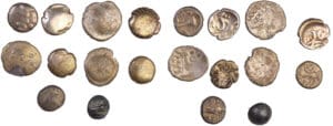 Lot de 10 1/4 de statère gaulois en électrum