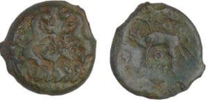Ambiani - Bronze au chevaux affrontés (60-40 av. J.-C.)