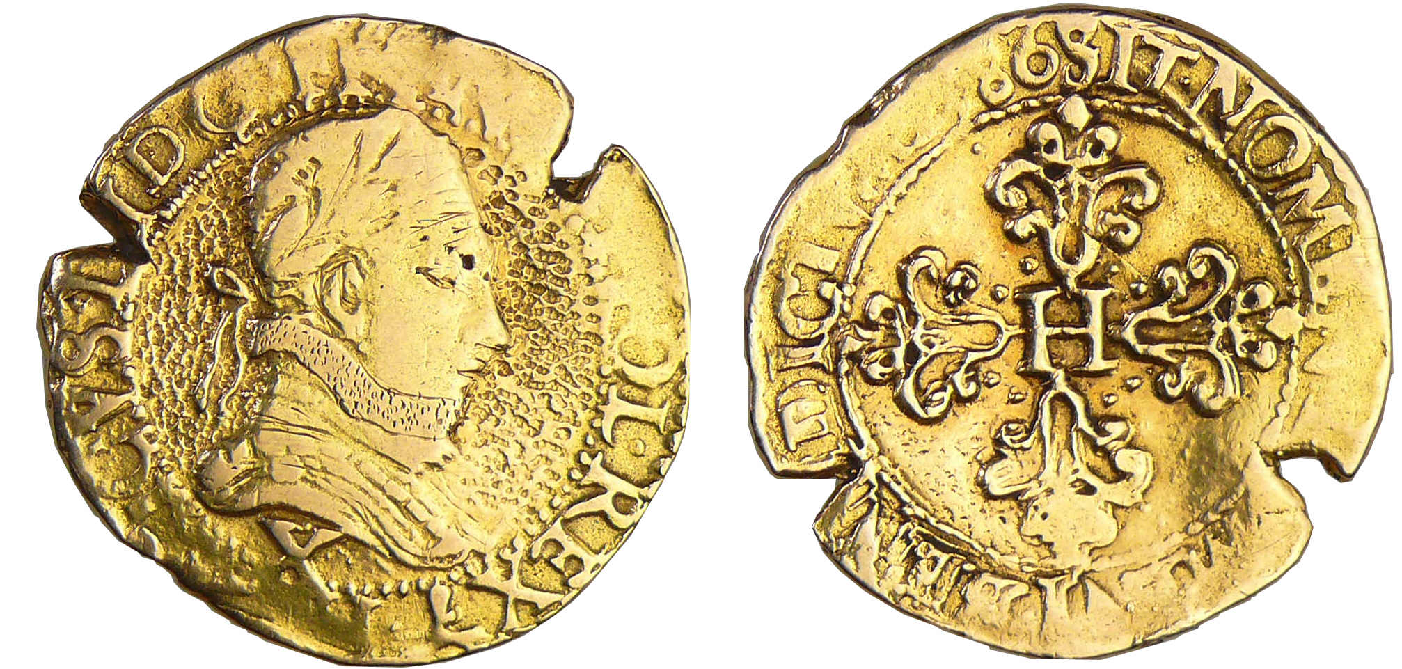 Henri III (1574-1589) - Demi-franc au col plat - 1586 X (Amiens) dorée Henri III (1574-1589) - Demi-franc au col plat - 1586 X (Amiens) dorée