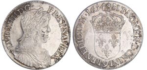Louis XIV (1643-1715) - ½ écu à la mèche longue - 1654 9 (Rennes)