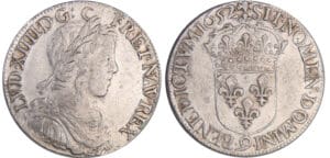 Louis XIV (1643-1715) - ½ écu à la mèche longue - 1652 9 (Rennes)