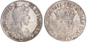 Louis XIV (1643-1715) - ½ écu à la mèche longue - 1651 B (Rouen)