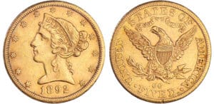Etats-Unis - 5 dollars Liberty 1892 CC (Carlson City)