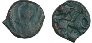 Bellovaques - Bronze à la tête de face (60-40 av. J.-C.)