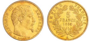 Napoléon III (1852-1870) - 5 francs petit module 1854 A (Paris) tranche striée