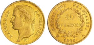 Napoléon 1er (1804-1814) - 40 francs revers république 1808 A (Paris) Napoléon 1er (1804-1814) - 40 francs revers république 1808 A (Paris)