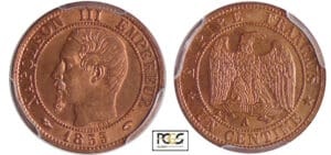 Napoléon III (1852-1870) - 1 centime tête nue 1855 A (Paris) Chien/Main