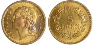 Quatrième république (1947-1959) - 5 francs Lavrillier bronze alu 1945