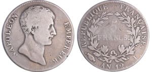 Napoléon 1er (1804-1814) - Type intermédiaire 5 francs An 12 I (Limoges) Napoléon 1er (1804-1814) - Type intermédiaire 5 francs An 12 I (Limoges)
