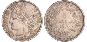 Gouvernement de défense nationale (1870-1871) - 5 francs Cérès avec légende - 1870 A (Paris)