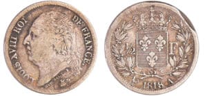 Louis XVIII (1815-1824) au buste nu - 1/2 franc 1818 A (Paris) Louis XVIII (1815-1824) au buste nu - 1/2 franc 1818 A (Paris)