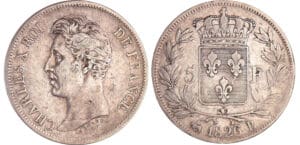 Charles X (1824-1830) - 5 francs 1er type 1826 B (Rouen) Charles X (1824-1830) - 5 francs 1er type 1826 B (Rouen)