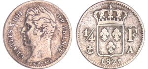 Charles X (1824-1830) - 1/4 de franc 1827 A (Paris) Charles X (1824-1830) - 1/4 de franc 1827 A (Paris)