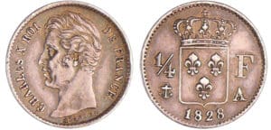 Charles X (1824-1830) - 1/4 de franc 1828 A (Paris) Charles X (1824-1830) - 1/4 de franc 1828 A (Paris)