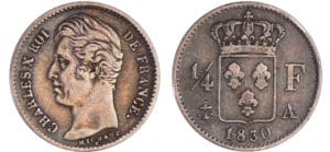 Charles X (1824-1830) - 1/4 de franc 1830 A (Paris) Charles X (1824-1830) - 1/4 de franc 1830 A (Paris)