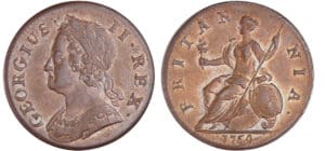 Grande-Bretagne - George II (1727-1760) - 1/2 penny 1754 Grande-Bretagne - George II (1727-1760) - 1/2 penny 1754