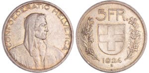 Suisse - 5 francs 1924 B